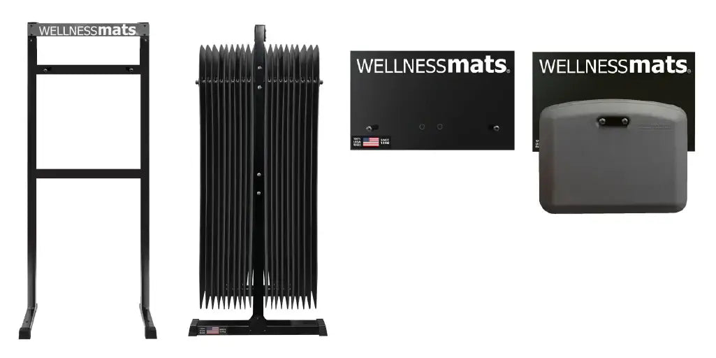 WellnessMats Storage Station featuring a sleek design for organized mat storage and easy accessibility.